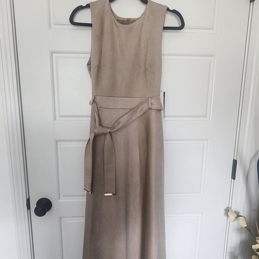 Andrew Marc Taupe Midi Dress